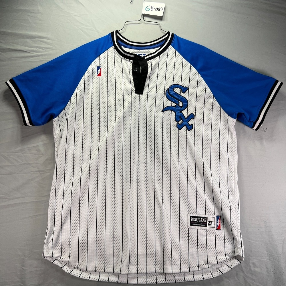 Vintage Chicago White Sox Jersey Mens 2XL White Blue Post Game Mesh MLB Baseball